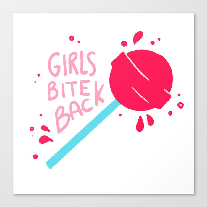Girls bite back lollipop Canvas Print