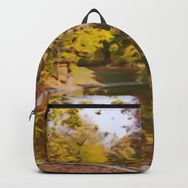 Autumn Yellow Park Reflection Watercolor Backpack