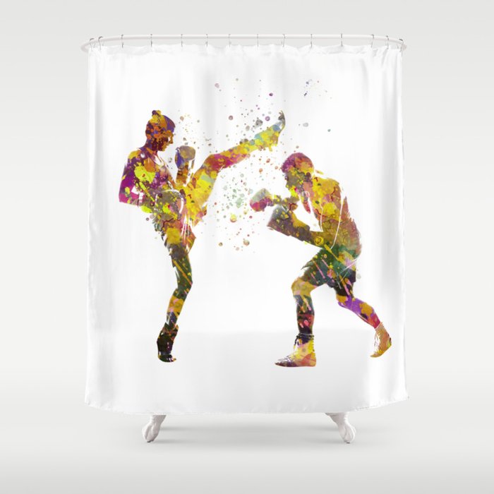 muay thai karate in watercolor Shower Curtain