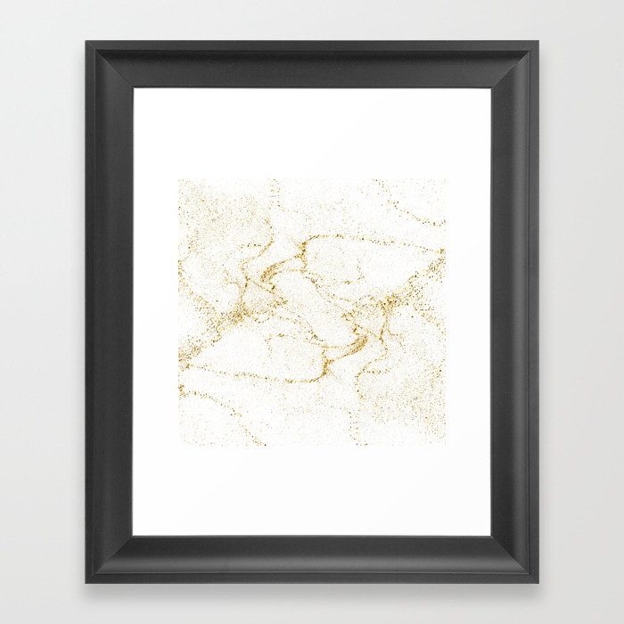 Gold Glitter - White Background Framed Art Print