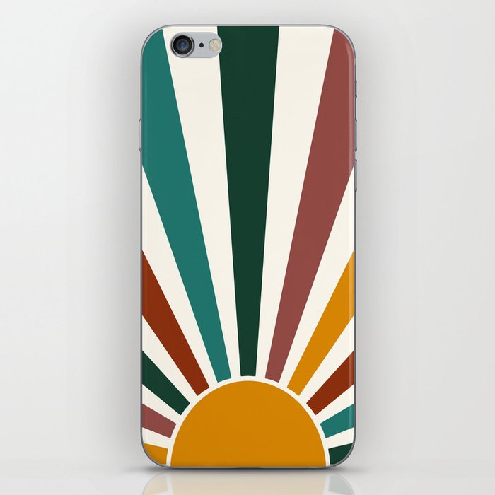 Multicolor retro Sun design 7 iPhone Skin