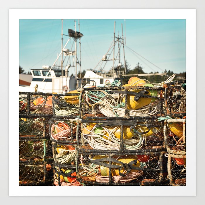 Crab Pot Photograph, Ilwaco Washington Harbor, Northwest Fisherman Boat Photo, Crabber, Seafood Art Print