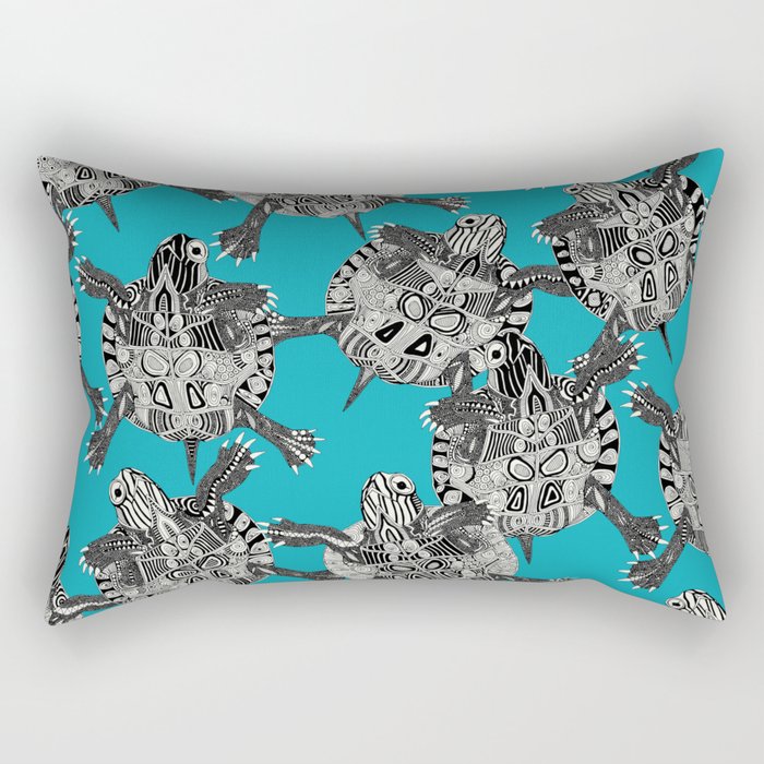 turtle party surf blue Rectangular Pillow