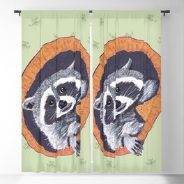 Peeking Raccoons #1 - Green Pallet Blackout Curtain