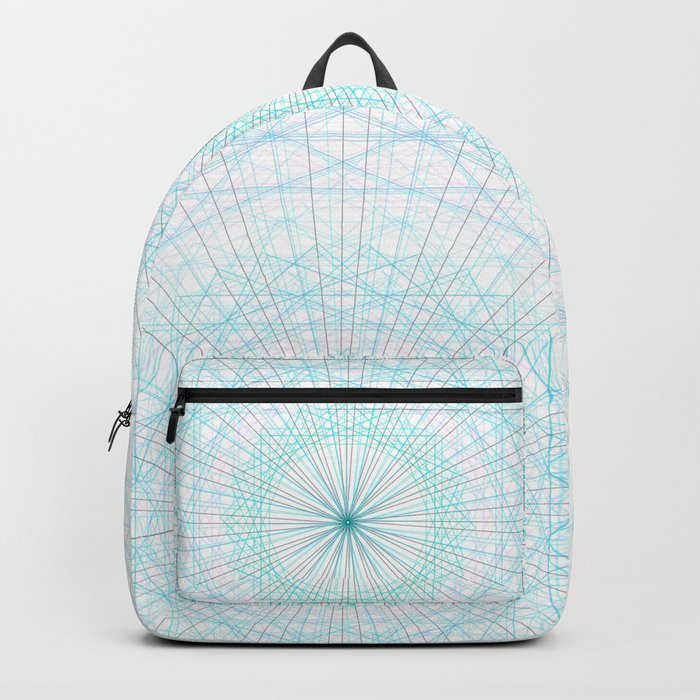 Spirograph Teal Light Geo Bursts Squares Abstract Minimal Art Backpack