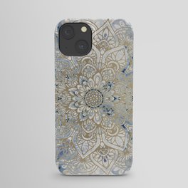 Mandala Flower, Blue and Gold, Floral Prints iPhone Case