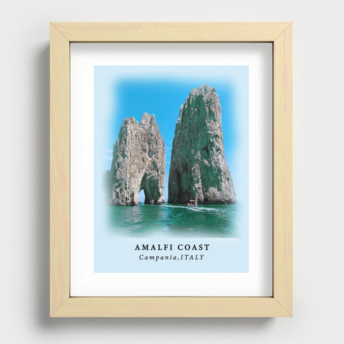 Blue Amalfi Coast Campania Italy Recessed Framed Print
