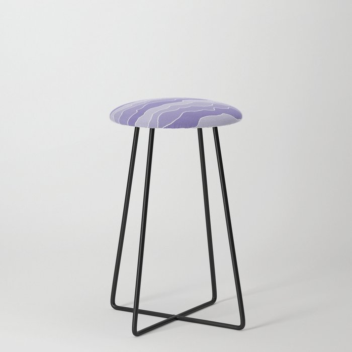 Four Shades of Lavender with White Squiggly Lines Counter Stool