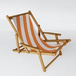 [ Thumbnail: Light Gray & Chocolate Colored Lined/Striped Pattern Sling Chair ]