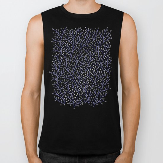 Silver & Periwinkle Berry Branches Biker Tank