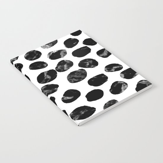 Jacson - minimal black and white modern abstract art print dots polka dots brushstrokes urban bklyn Notebook