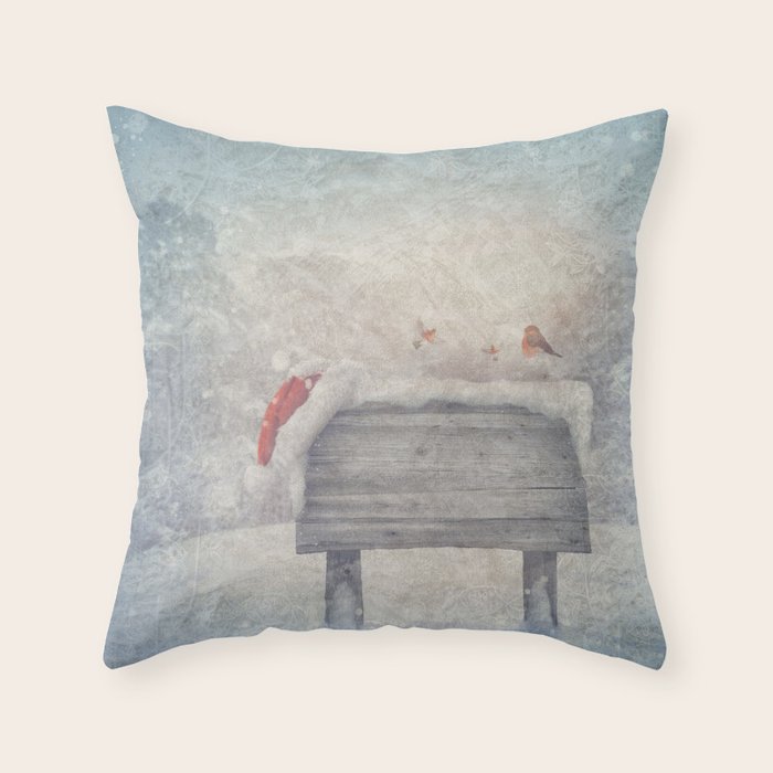 Winter wonderland birds Throw Pillow by Juliana RW Society6