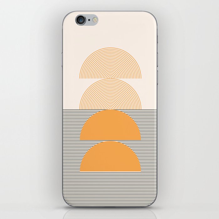 Geometric Lines Design 18 in Shades of Yellow Gold Black (Sunrise and Sunset) iPhone Skin