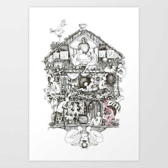 Follow the red rabbit Art Print