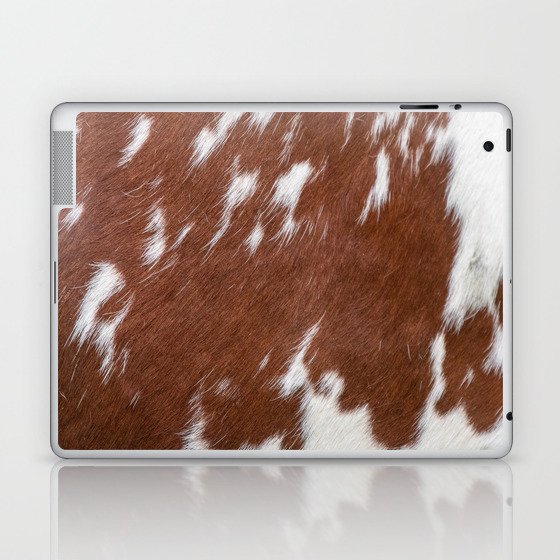Brown and White Cowhide, Cow Skin Print Pattern Laptop & iPad Skin