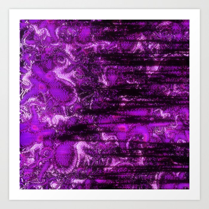 Purple Glitch Distortion Art Print