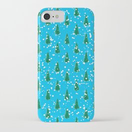 Winter Pattern with Snowflakes and Trees iPhone Case