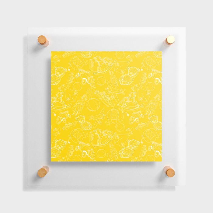 Yellow and White Toys Outline Pattern Floating Acrylic Print