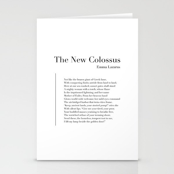 The New Colossus by Emma Lazarus Stationery Cards
