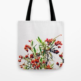 Minimal Red & Green Floral (Color) Tote Bag