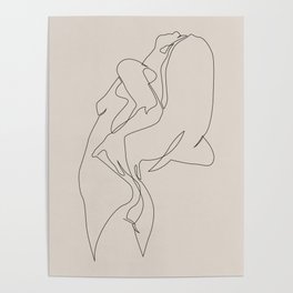 one line nude - e 5 - pastel Poster