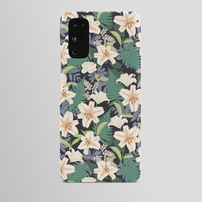 Lily, Ferns and Botanicals (Black)  Android Case