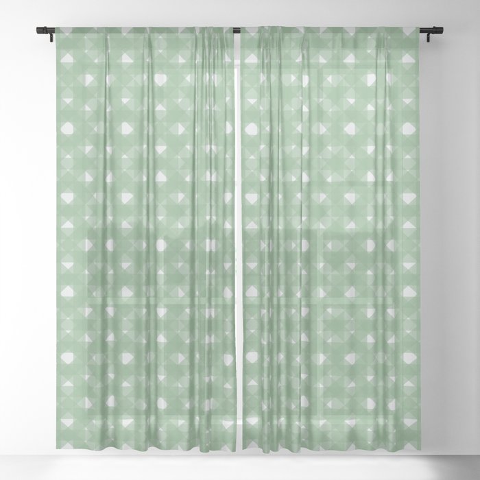 Weave pattern sage Sheer Curtain