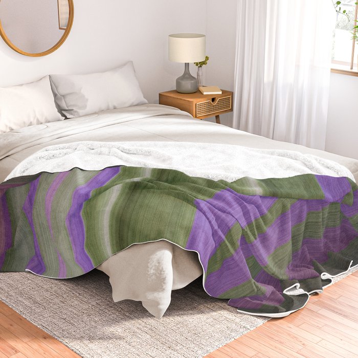 Stripes in Purple and Green Throw Blanket by Sandra Freeman Society6