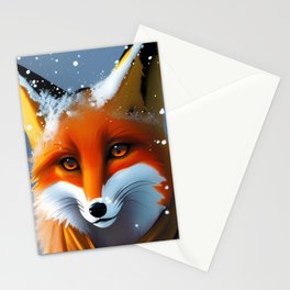 Fox in the Snow With a Gentle Glaze Stationery Card