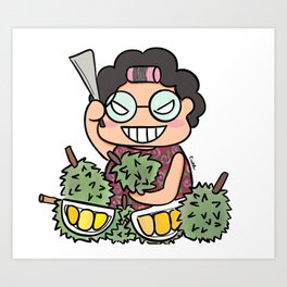 Durians Art Print | Feisty, Fruits, Aunty, Housewife, Durian, Digital, Lady, Humour, Tough, Drawing 