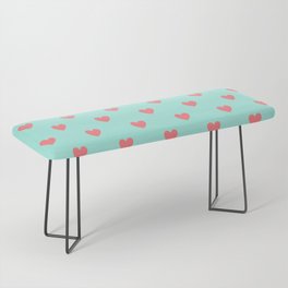 Sweet Hearts - coral on seafoam Bench