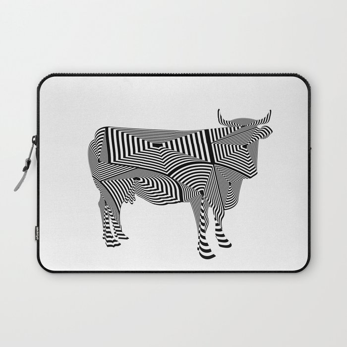 bull in abstract style with black and white lines Laptop Sleeve