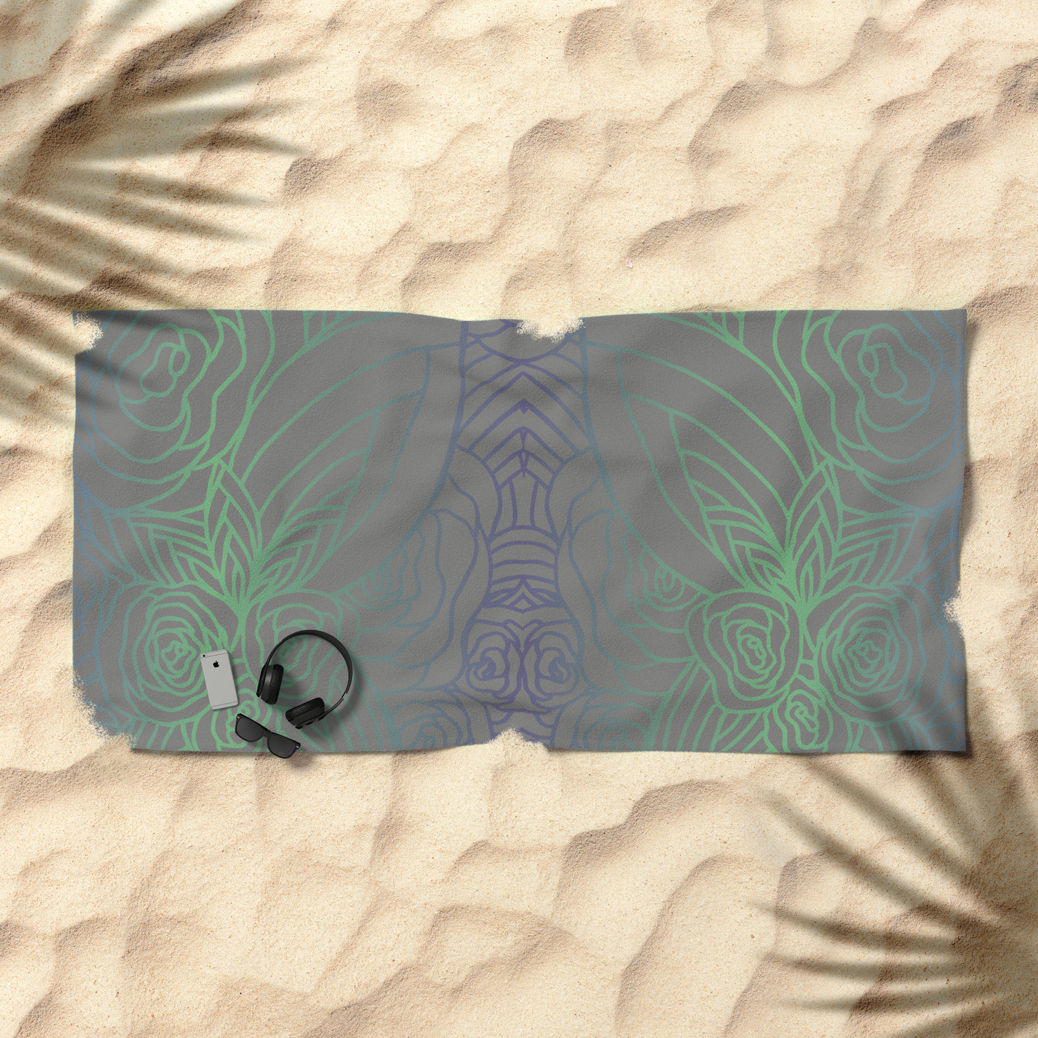 Abstract Flower Pattern With Gradient Beach Towel By Alinabudiak