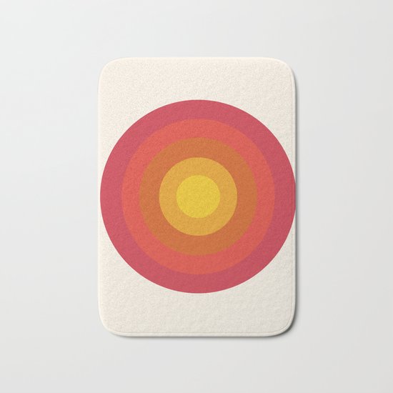 Right On - retro throwback 70s 1970s bullseye beach 70's vibes minimal art by Seventy Eight Bath Mat