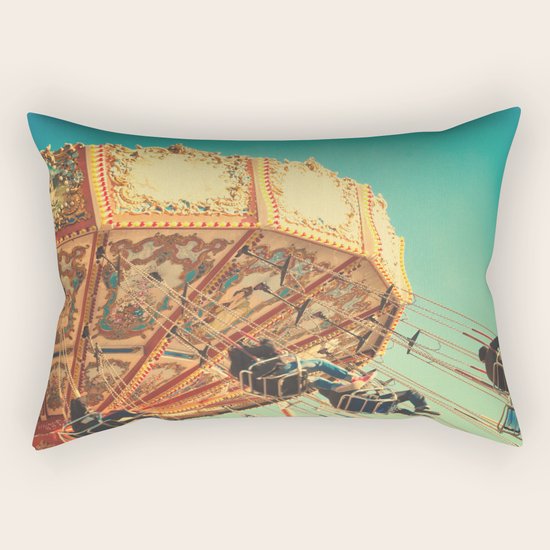 Vintage Chain Swing Ride on Blue Sky Rectangular Pillow