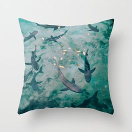 Shoal of Sharks (Color) Throw Pillow
