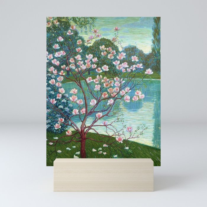 Springtime Pink Magnolias by the Kettle Pond landscape by Wilhelm List Mini Art Print