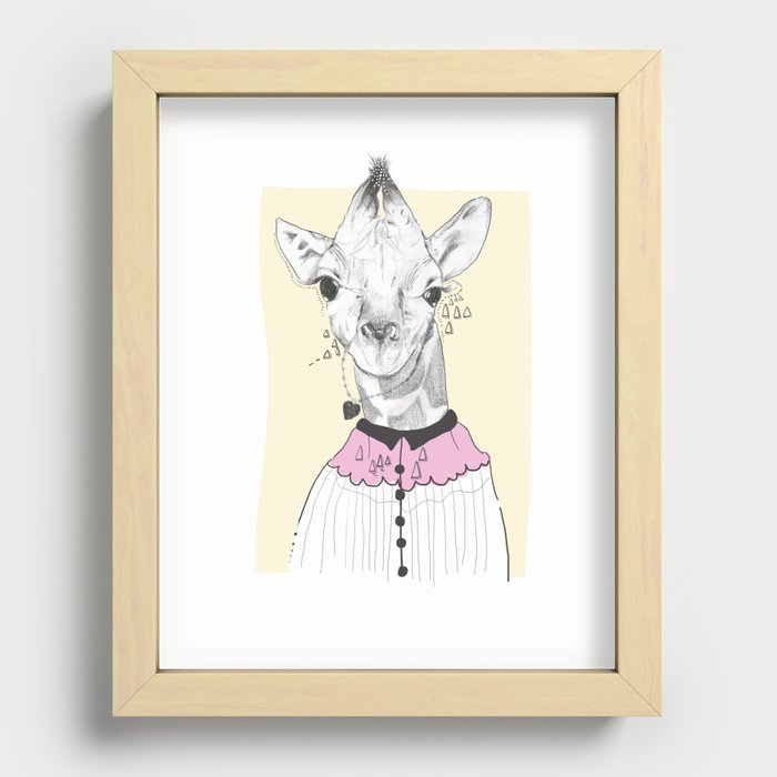 Grandma Giraffe Recessed Framed Print