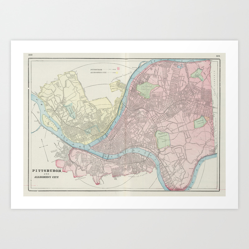 Vintage Map Of Pittsburgh Pennsylvania 1901 Art Print By Bravuramedia Society6