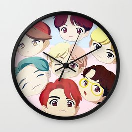 BTS chibi Fanart Wall Clock