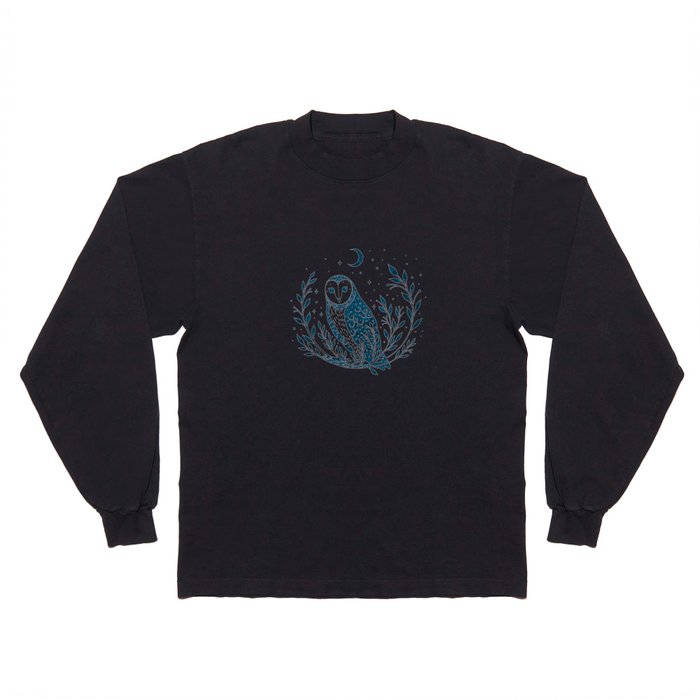 Owl Moon - Blue Long Sleeve T Shirt