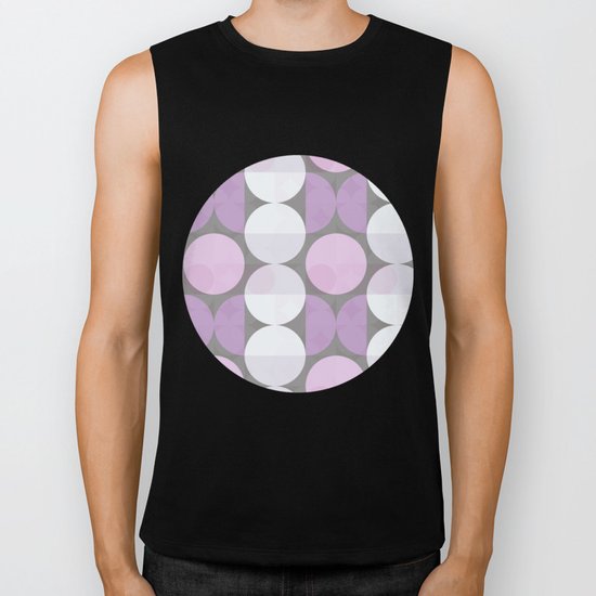 pink grey circular pattern Biker Tank
