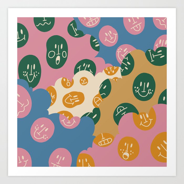 Funny Retro Clouds Art Print