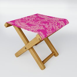 Watercolor Fern Pattern - Cream on Pink Folding Stool