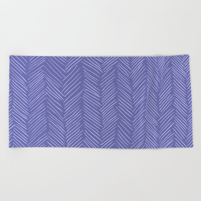 Very Peri 2022 Color Of The Year Violet Blue Periwinkle Herringbone II Beach Towel