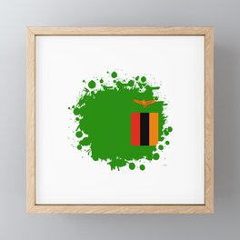 Zambia Flag Blob Design Framed Mini Art Print