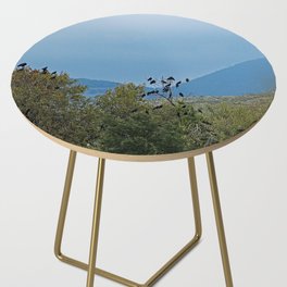 Ravens Perching Trees Mountains Landscape Side Table