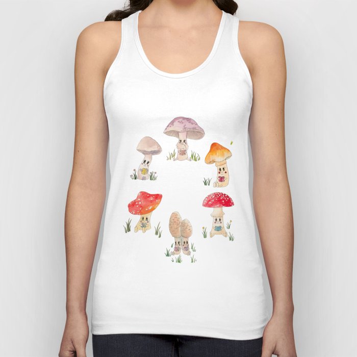 Cute Forest Mushrooms Reading Books Tank Top