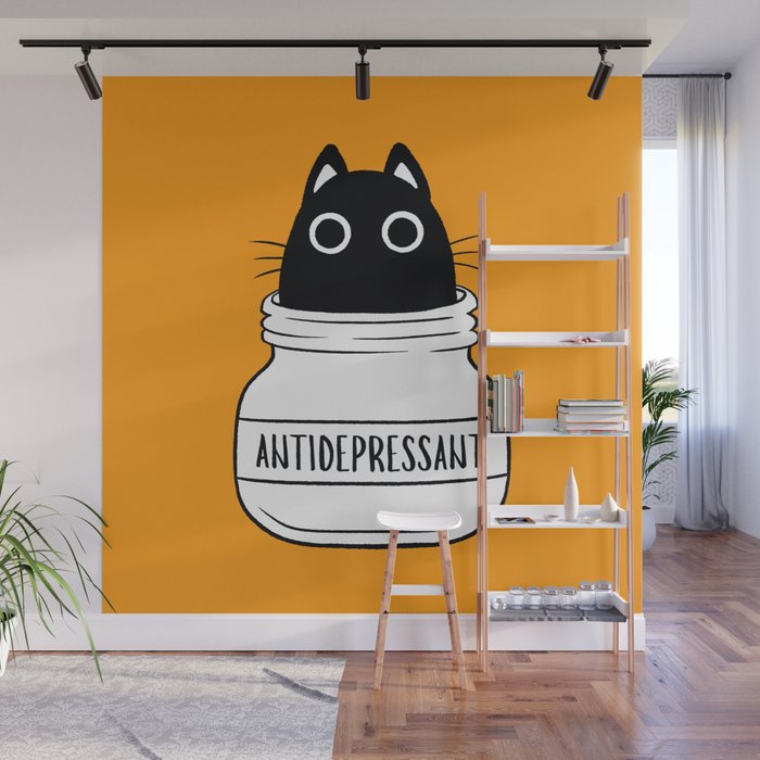 Antidepressant Cat Wall Mural