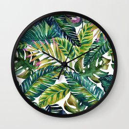 Tropical exotic banana leaves Wall Clock